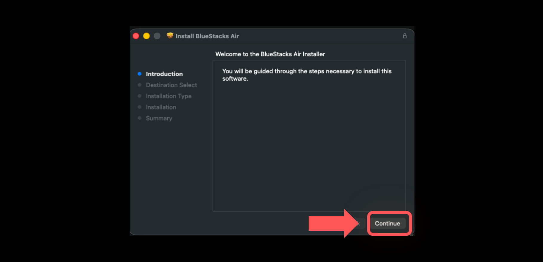Free movies app for Mac - BlueStacks setup wizard on macOS