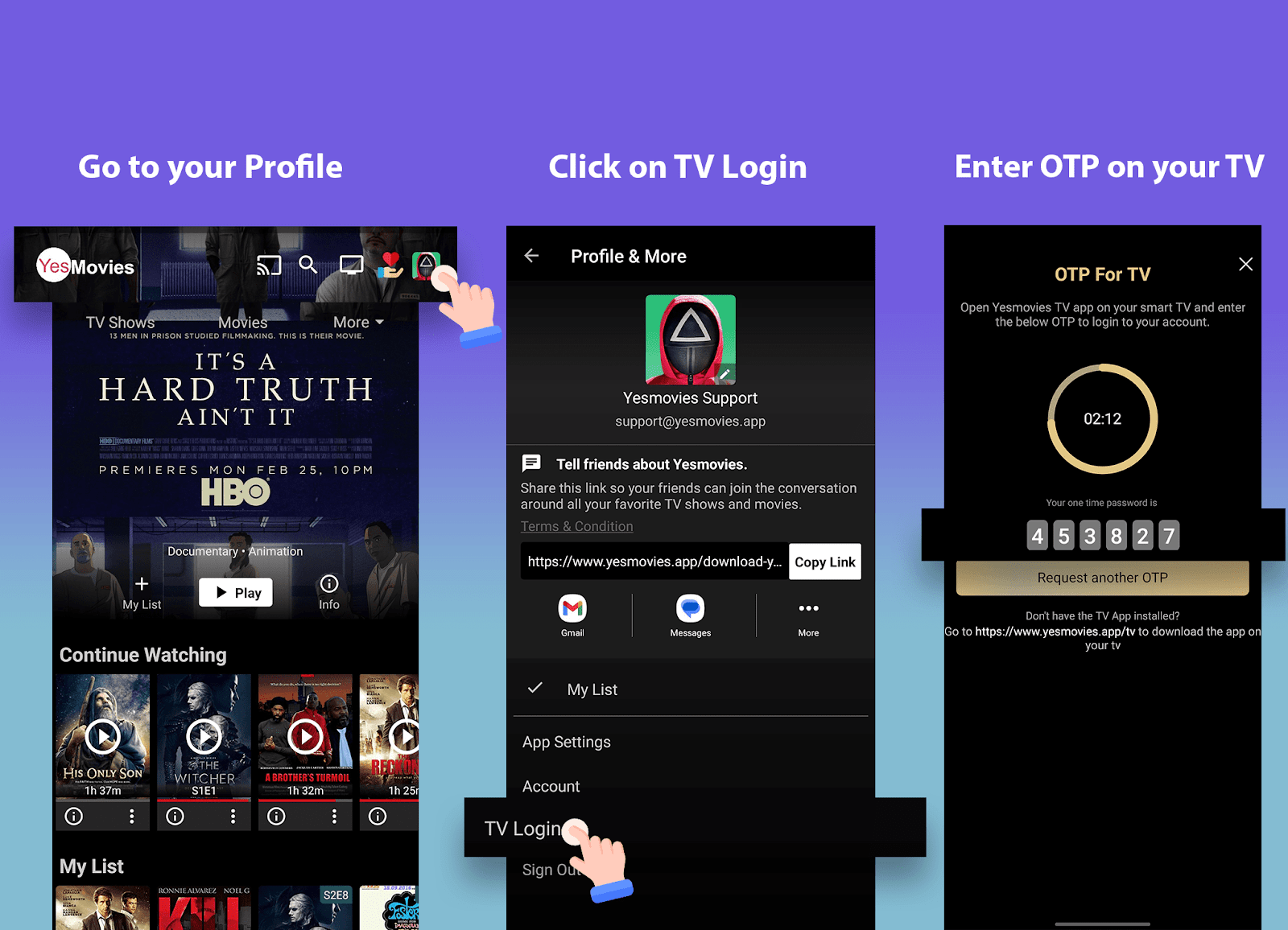 how to login on tv